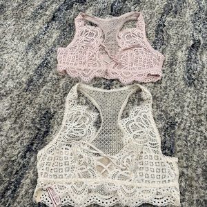 Two Victoria’s Secret bralettes. Blush pink and Ivory